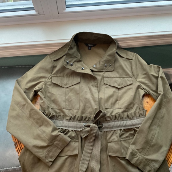 Simply Vera VeraWang Army Military Coat Jacket Feminine Ruffled Tied Waist - Picture 10 of 12